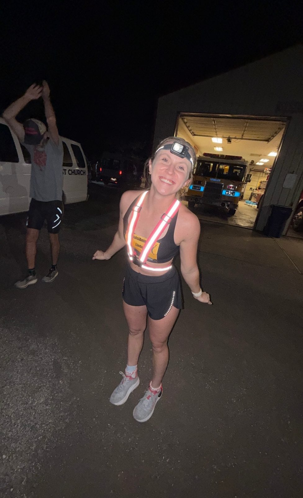 Linden at night during her 200-mile ultra relay